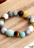Boho Bracelet, Stretchy Bracelet, Blue Amazonite, Tiger Eye and Howlite